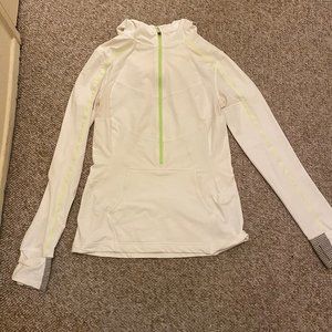 Lululemon White + Neon Green Athletic Hoodie